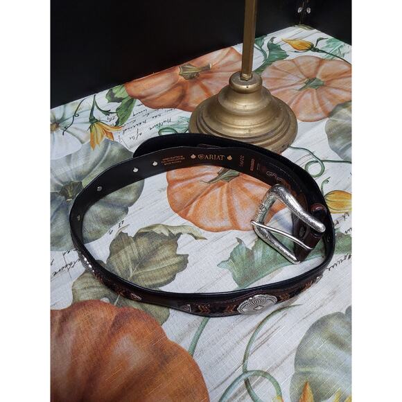 ARIAT ladies Belt Black with silver medallions and braiding Size 32 #0201028 main image 4